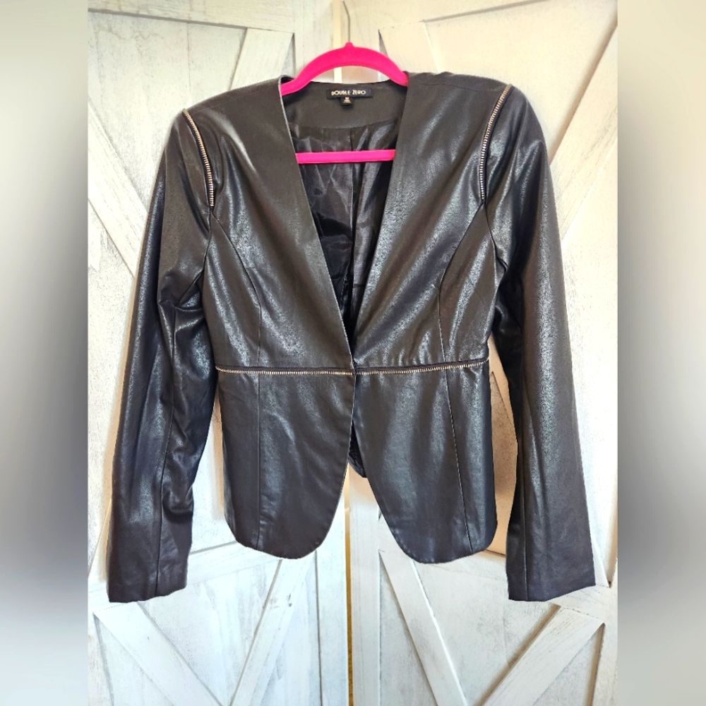Faux Leather Jacket with Zipper Details